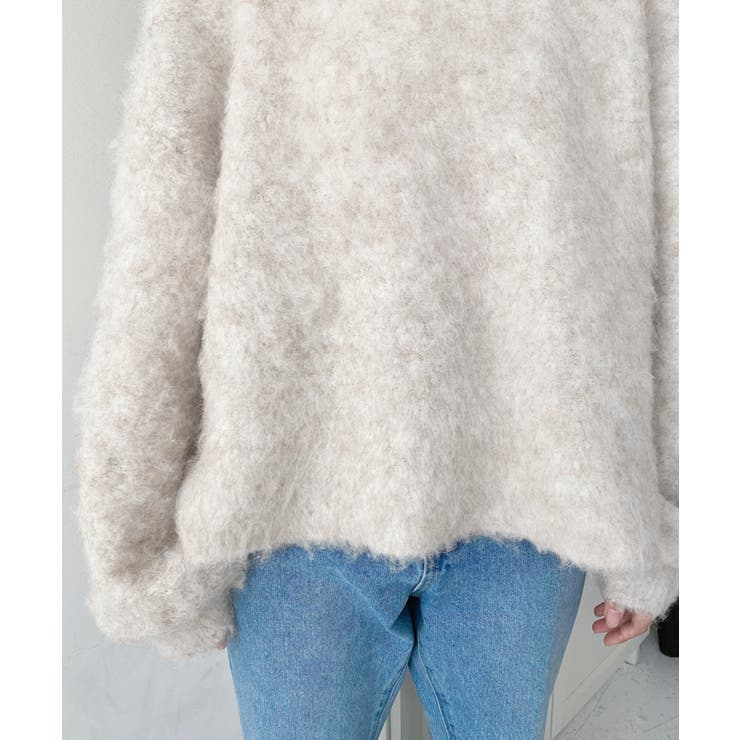 クルーネックサイドスリットブークレシャギーニットプルオーバー | moment+ | 詳細画像20 