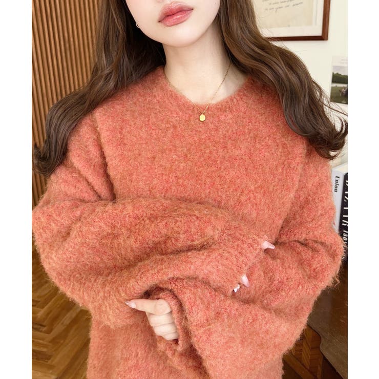 クルーネックサイドスリットブークレシャギーニットプルオーバー | moment+ | 詳細画像63 