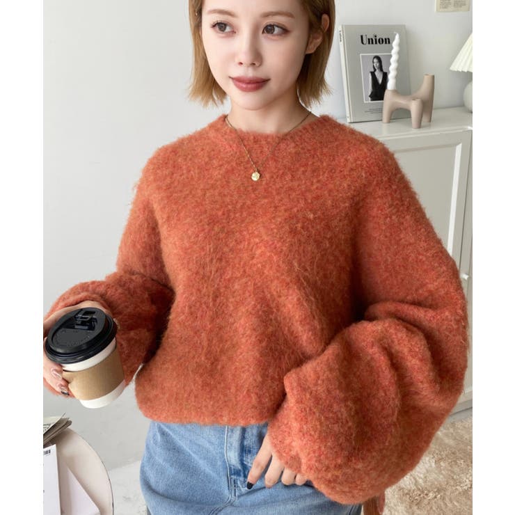 クルーネックサイドスリットブークレシャギーニットプルオーバー | moment+ | 詳細画像70 