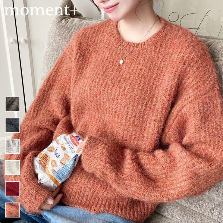 ざっくり畦編みMIXヤーンニットプルオーバー | moment+ | 詳細画像1 