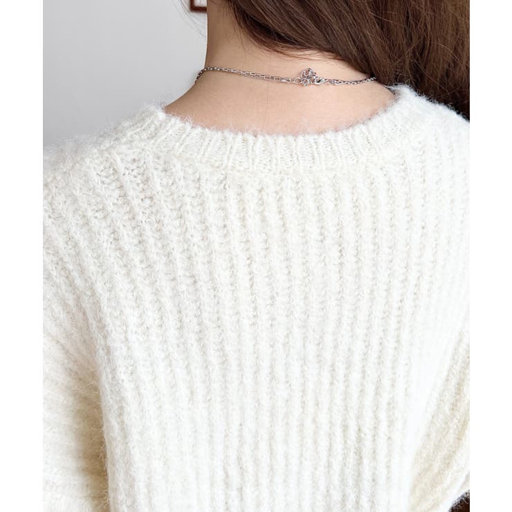 ざっくり畦編みMIXヤーンニットプルオーバー | moment+ | 詳細画像10 