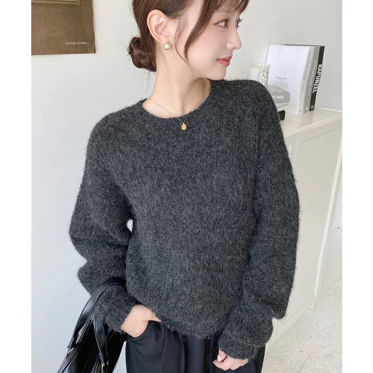 ざっくり畦編みMIXヤーンニットプルオーバー | moment+ | 詳細画像11 