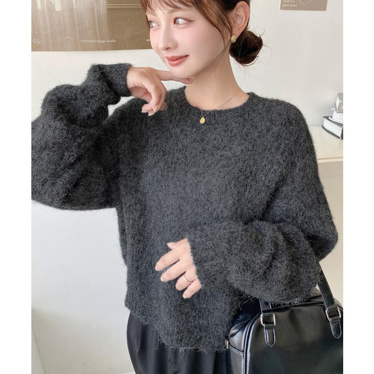 ざっくり畦編みMIXヤーンニットプルオーバー | moment+ | 詳細画像14 