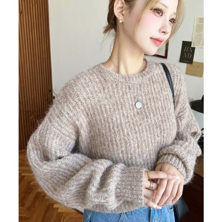 ざっくり畦編みMIXヤーンニットプルオーバー | moment+ | 詳細画像18 