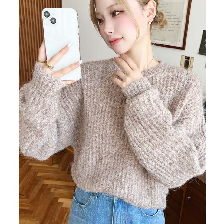 ざっくり畦編みMIXヤーンニットプルオーバー | moment+ | 詳細画像19 