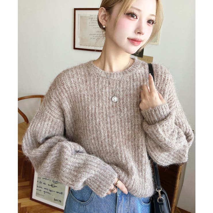 ざっくり畦編みMIXヤーンニットプルオーバー | moment+ | 詳細画像21 