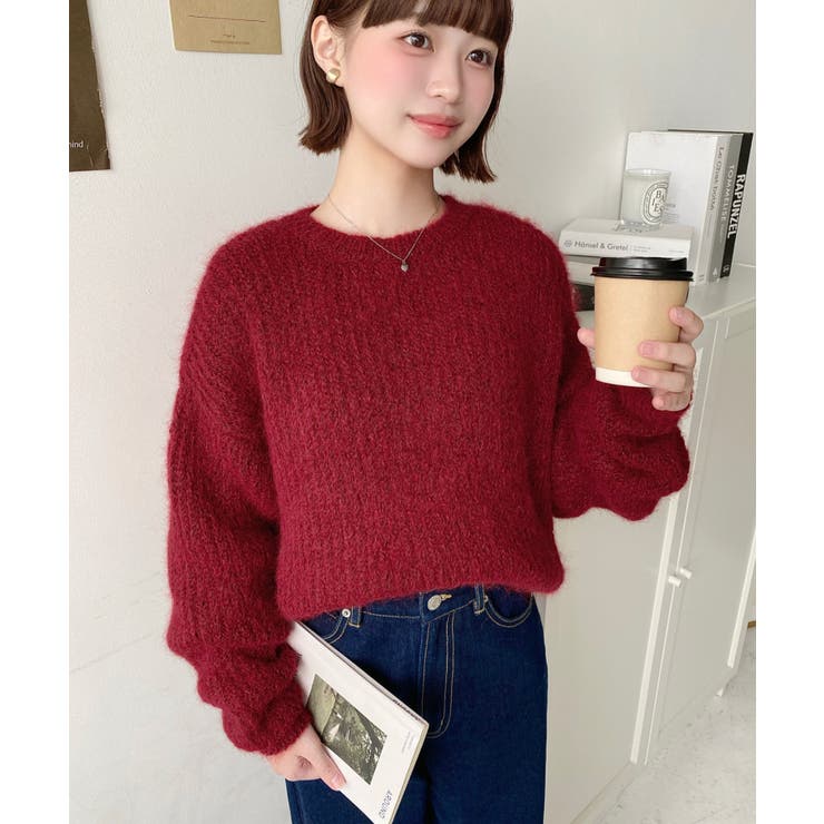 ざっくり畦編みMIXヤーンニットプルオーバー | moment+ | 詳細画像24 