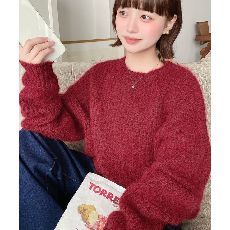 ざっくり畦編みMIXヤーンニットプルオーバー | moment+ | 詳細画像25 