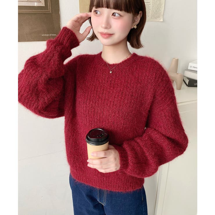 ざっくり畦編みMIXヤーンニットプルオーバー | moment+ | 詳細画像26 