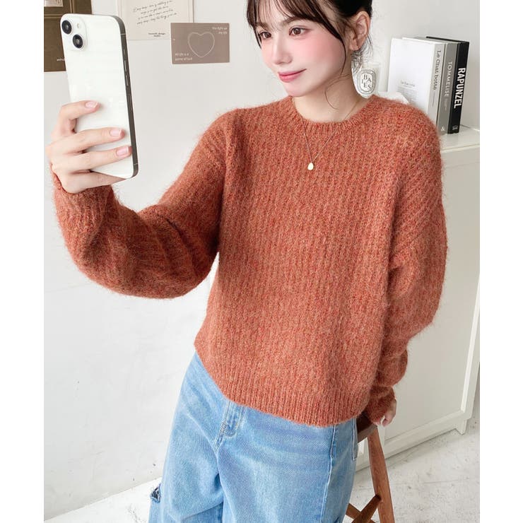 ざっくり畦編みMIXヤーンニットプルオーバー | moment+ | 詳細画像29 