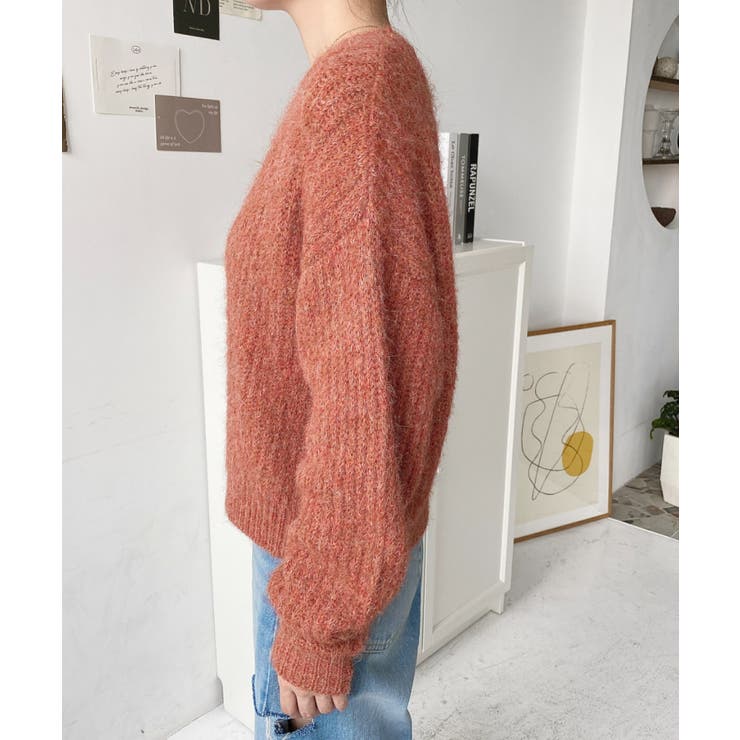 ざっくり畦編みMIXヤーンニットプルオーバー | moment+ | 詳細画像34 