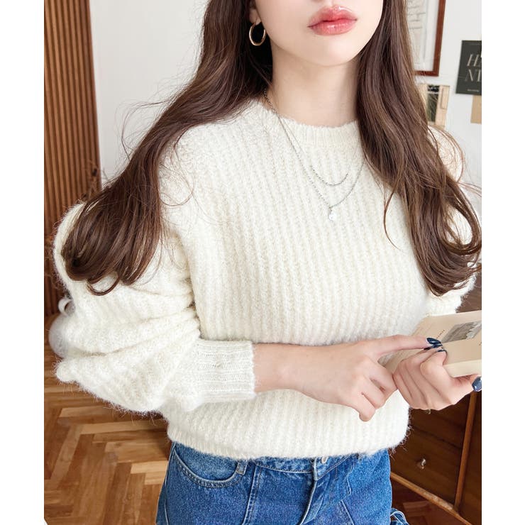 ざっくり畦編みMIXヤーンニットプルオーバー | moment+ | 詳細画像5 