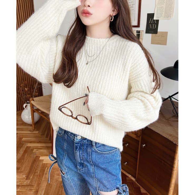 ざっくり畦編みMIXヤーンニットプルオーバー | moment+ | 詳細画像6 