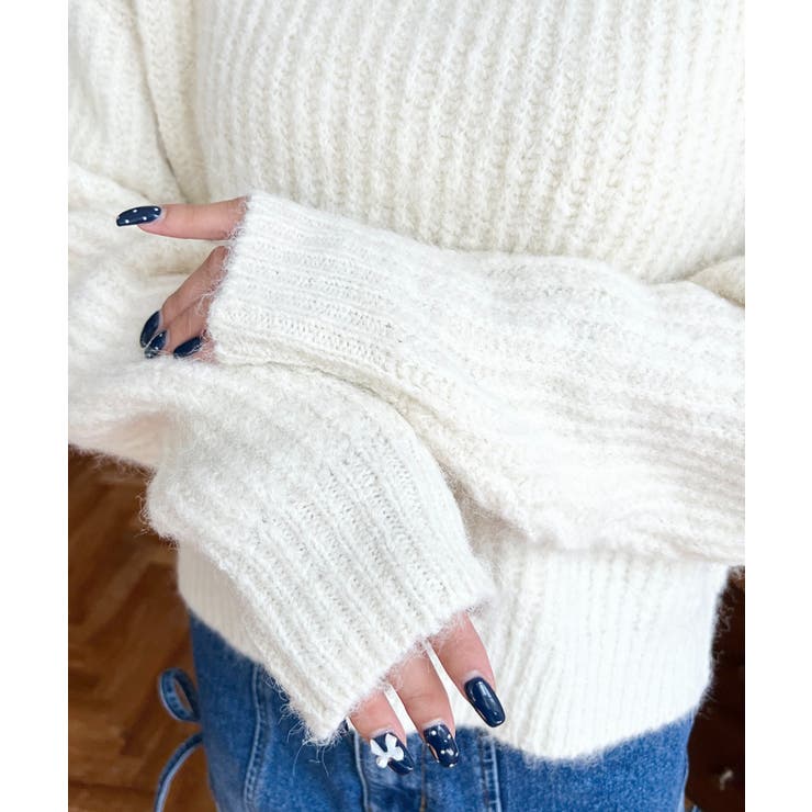 ざっくり畦編みMIXヤーンニットプルオーバー | moment+ | 詳細画像8 