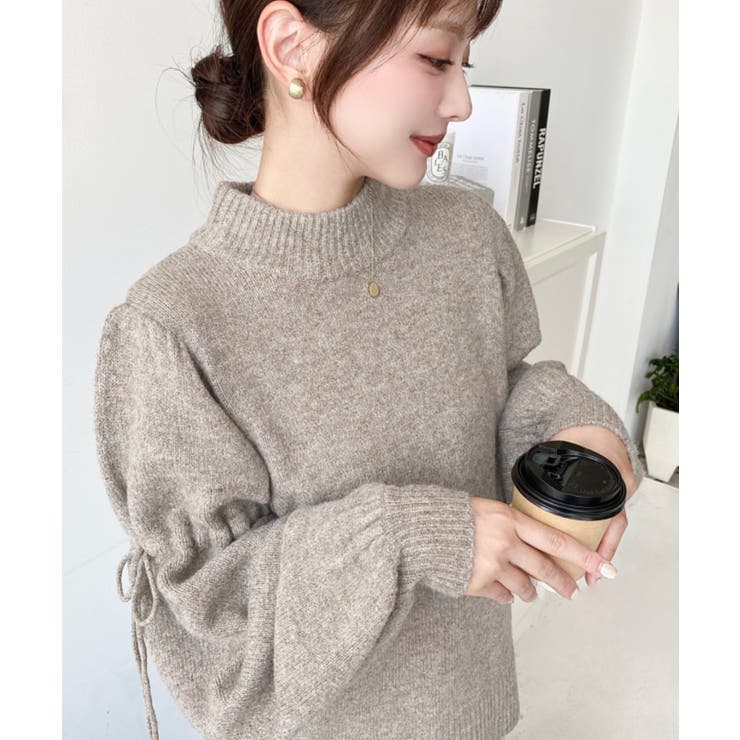 ボトルネックキャンディショルダーボリュームスリーブミックスニットプルオーバー | moment+ | 詳細画像25 