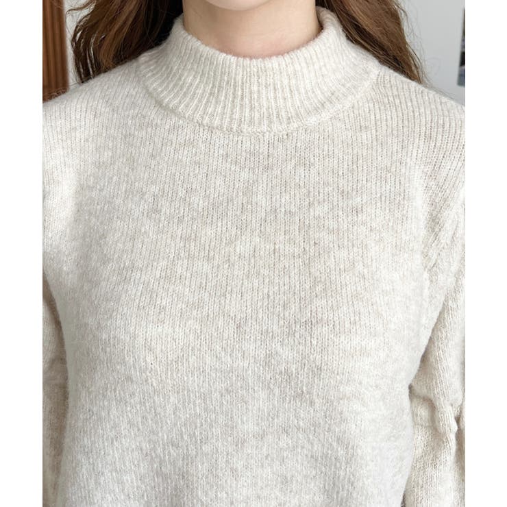 ボトルネックキャンディショルダーボリュームスリーブミックスニットプルオーバー | moment+ | 詳細画像41 