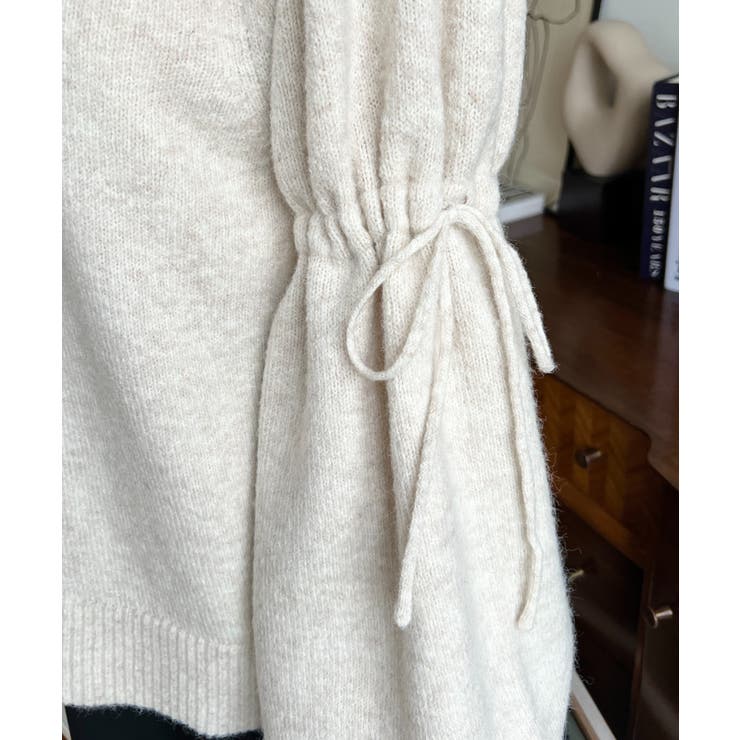 ボトルネックキャンディショルダーボリュームスリーブミックスニットプルオーバー | moment+ | 詳細画像43 