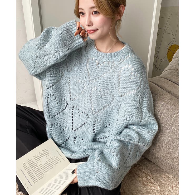 モヘア混ハート柄ニット | moment+ | 詳細画像10 