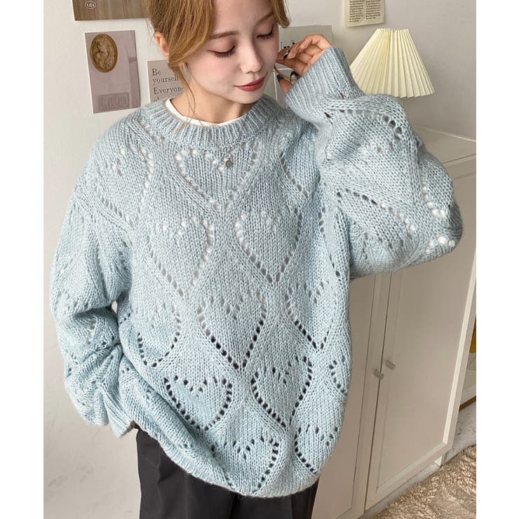 モヘア混ハート柄ニット | moment+ | 詳細画像11 