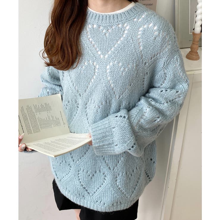 モヘア混ハート柄ニット | moment+ | 詳細画像12 