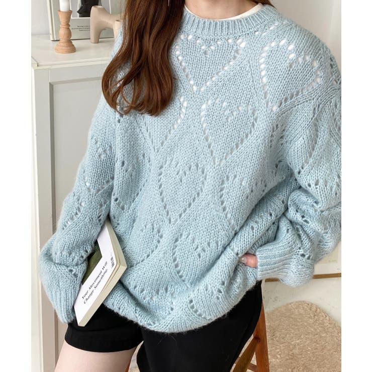 モヘア混ハート柄ニット | moment+ | 詳細画像13 