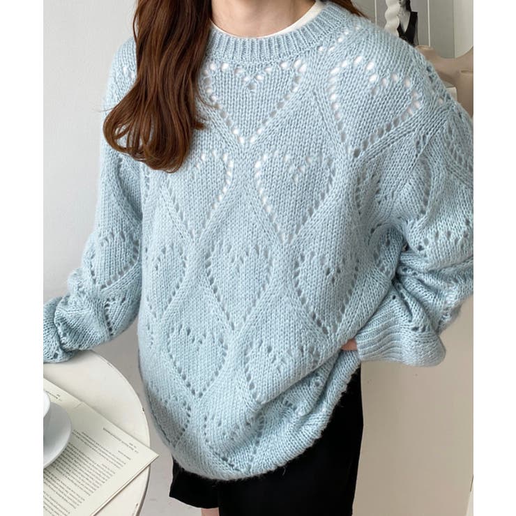 モヘア混ハート柄ニット | moment+ | 詳細画像15 