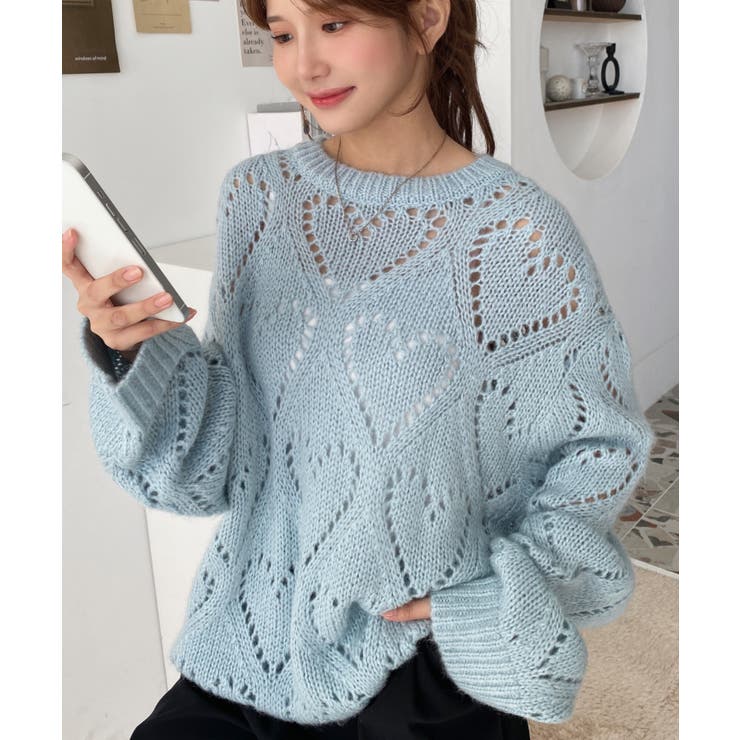 モヘア混ハート柄ニット | moment+ | 詳細画像18 