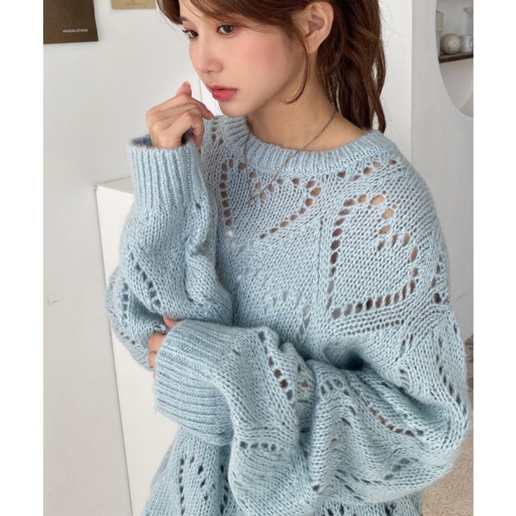 モヘア混ハート柄ニット | moment+ | 詳細画像19 