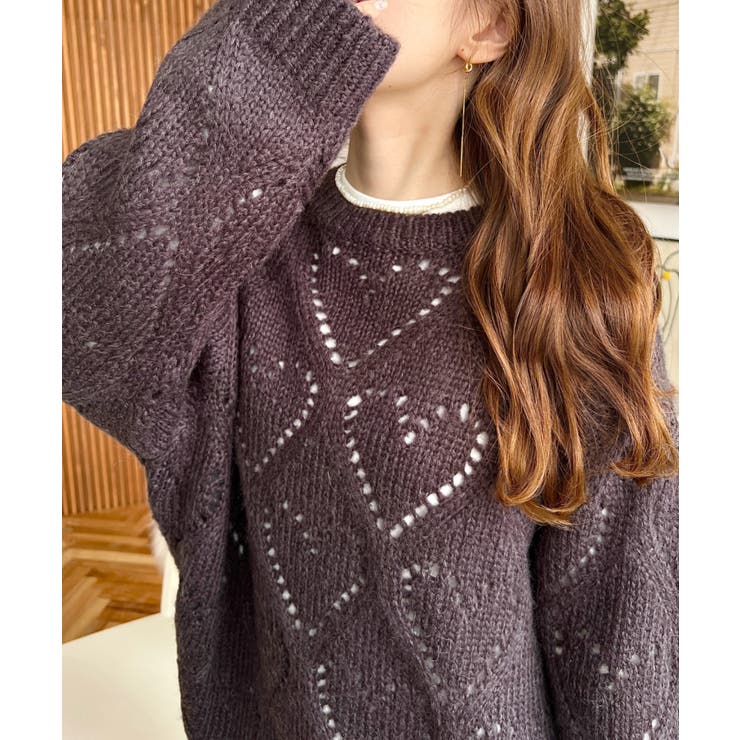 モヘア混ハート柄ニット | moment+ | 詳細画像28 