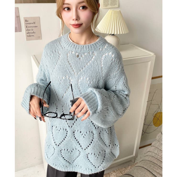 モヘア混ハート柄ニット | moment+ | 詳細画像3 