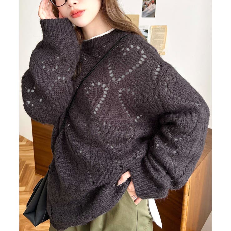 モヘア混ハート柄ニット | moment+ | 詳細画像43 