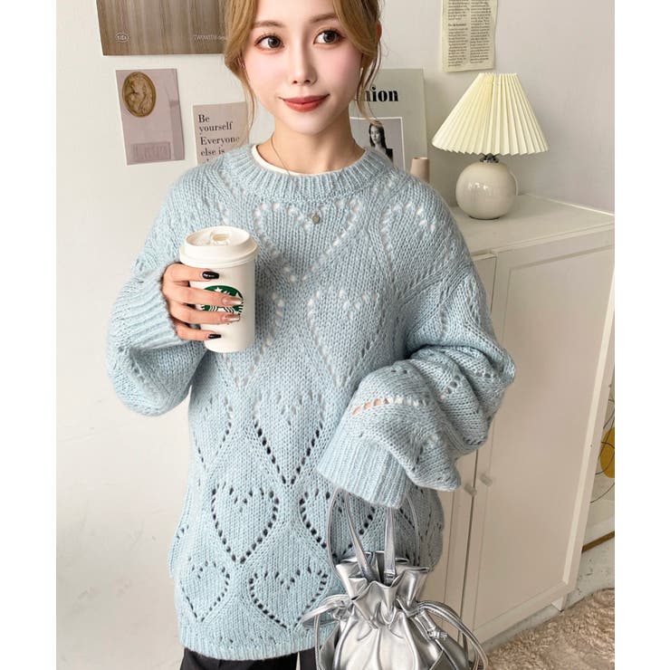 モヘア混ハート柄ニット | moment+ | 詳細画像6 