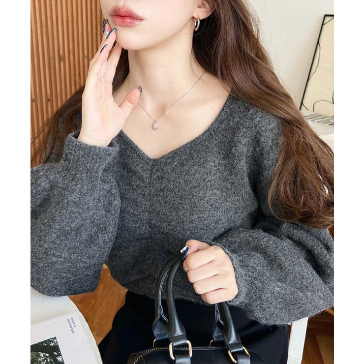 アルパカライクフロントシャーリングミックスニットプルオーバー | moment+ | 詳細画像39 