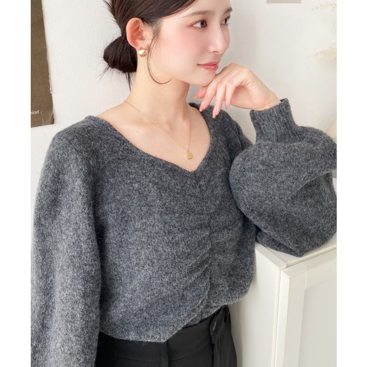 アルパカライクフロントシャーリングミックスニットプルオーバー | moment+ | 詳細画像42 