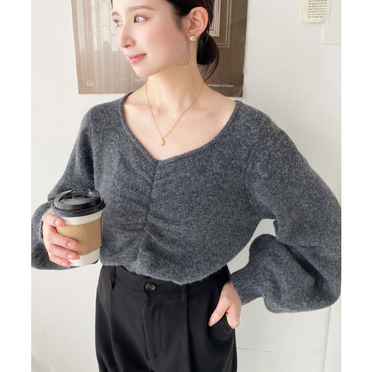 アルパカライクフロントシャーリングミックスニットプルオーバー | moment+ | 詳細画像44 