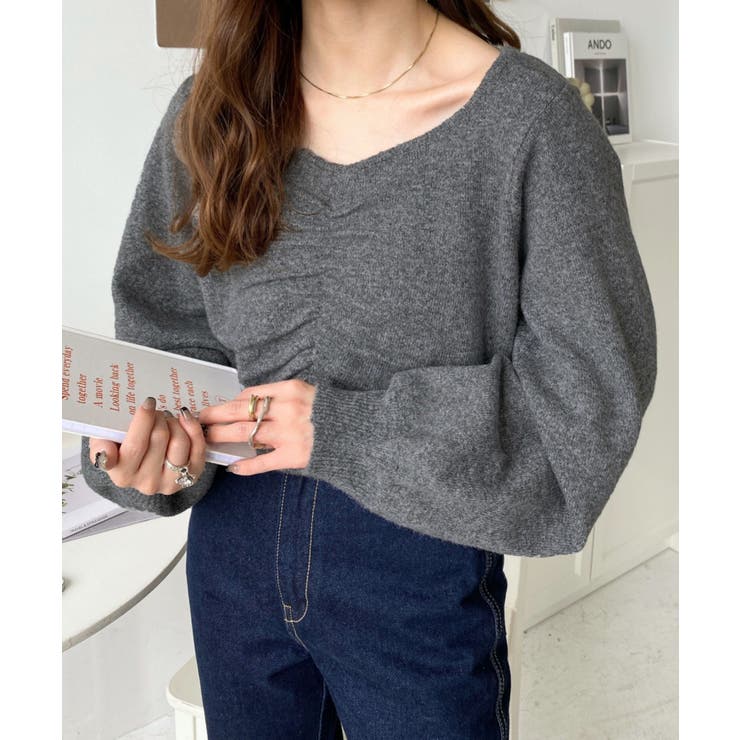 アルパカライクフロントシャーリングミックスニットプルオーバー | moment+ | 詳細画像47 