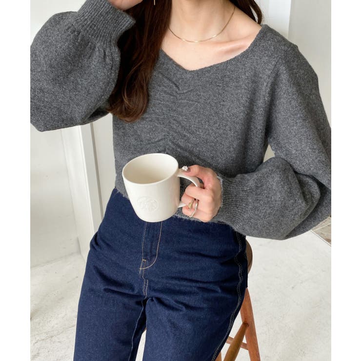 アルパカライクフロントシャーリングミックスニットプルオーバー | moment+ | 詳細画像50 