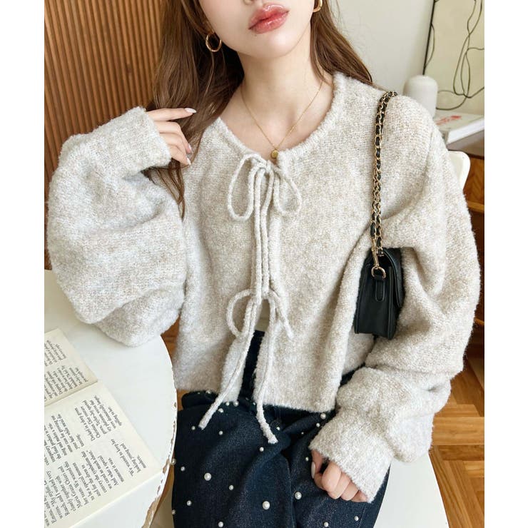 前後2WAYブークレニットリボンカーディガン | moment+ | 詳細画像11 