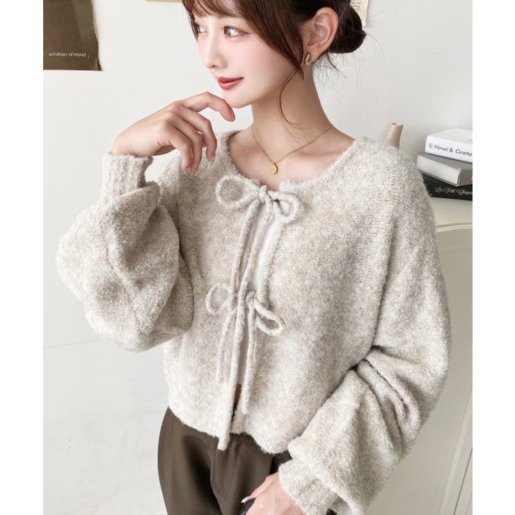 前後2WAYブークレニットリボンカーディガン | moment+ | 詳細画像17 