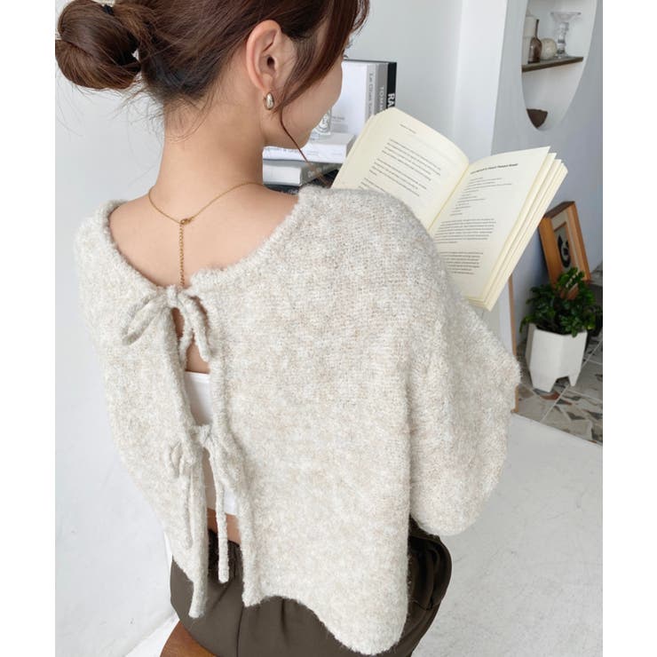 前後2WAYブークレニットリボンカーディガン | moment+ | 詳細画像20 