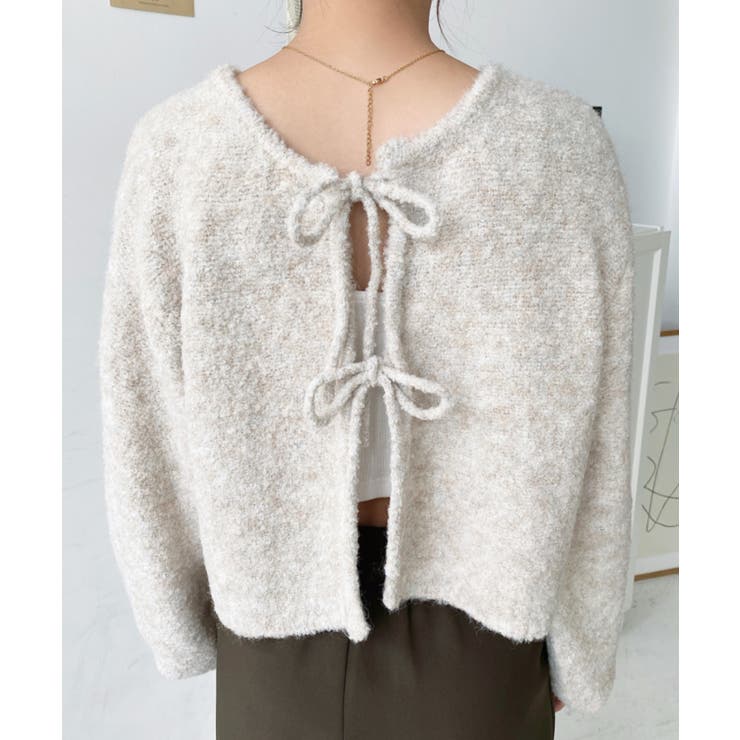 前後2WAYブークレニットリボンカーディガン | moment+ | 詳細画像26 