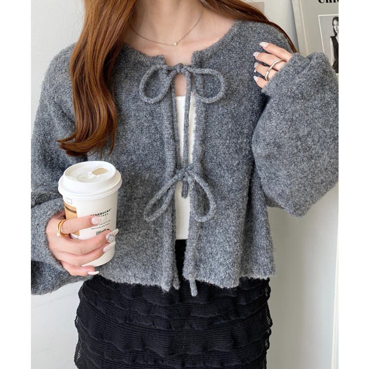 前後2WAYブークレニットリボンカーディガン | moment+ | 詳細画像28 