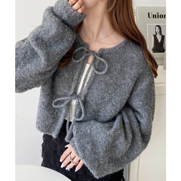 前後2WAYブークレニットリボンカーディガン | moment+ | 詳細画像29 