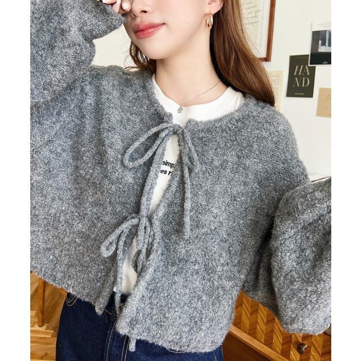 前後2WAYブークレニットリボンカーディガン | moment+ | 詳細画像32 