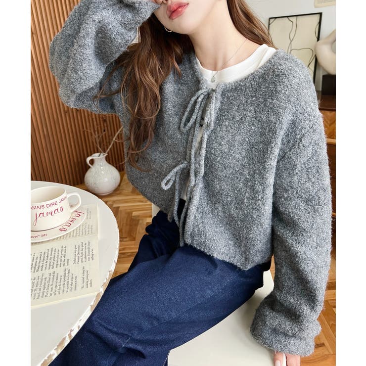 前後2WAYブークレニットリボンカーディガン | moment+ | 詳細画像33 