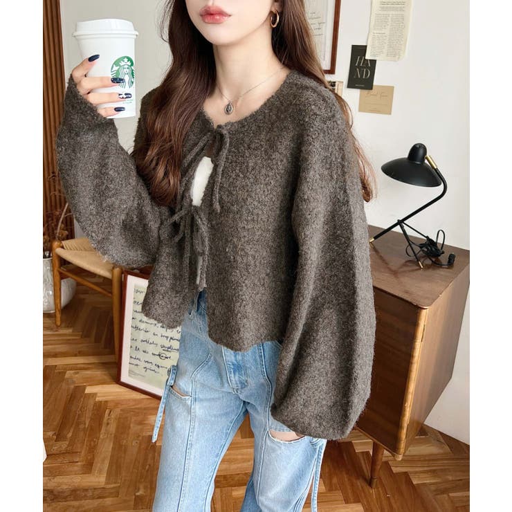 前後2WAYブークレニットリボンカーディガン | moment+ | 詳細画像41 