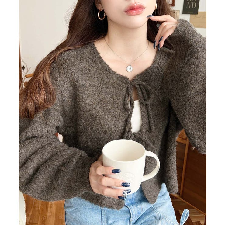 前後2WAYブークレニットリボンカーディガン | moment+ | 詳細画像42 