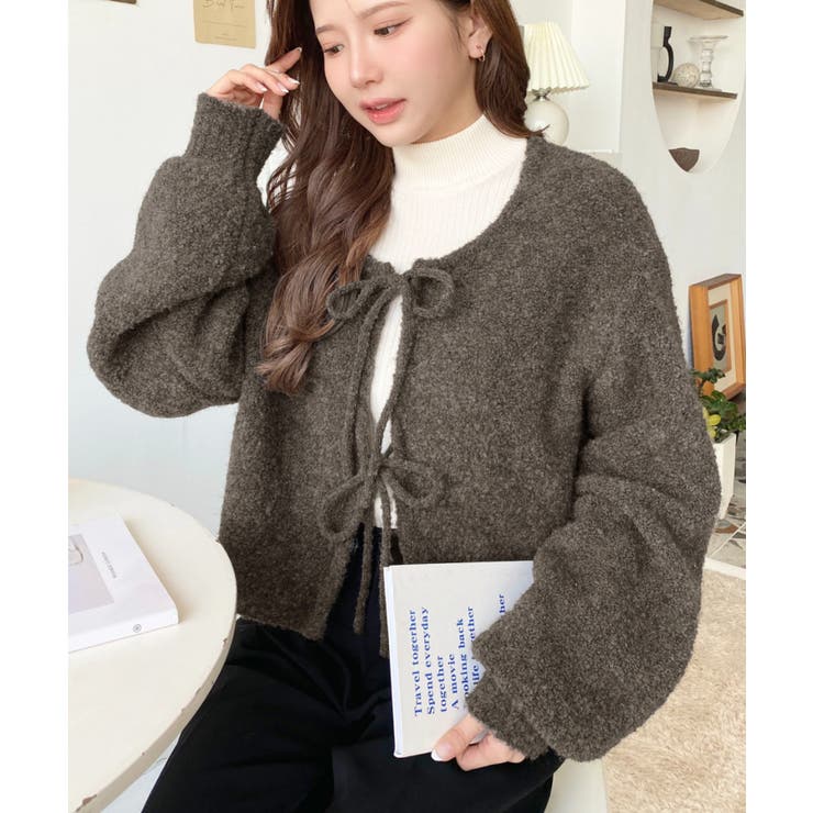 前後2WAYブークレニットリボンカーディガン | moment+ | 詳細画像45 