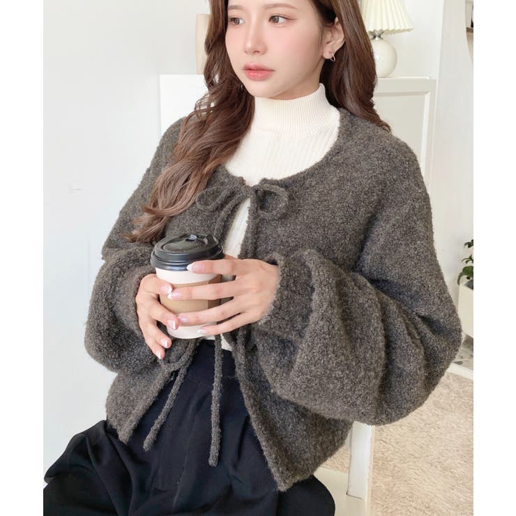 前後2WAYブークレニットリボンカーディガン | moment+ | 詳細画像46 