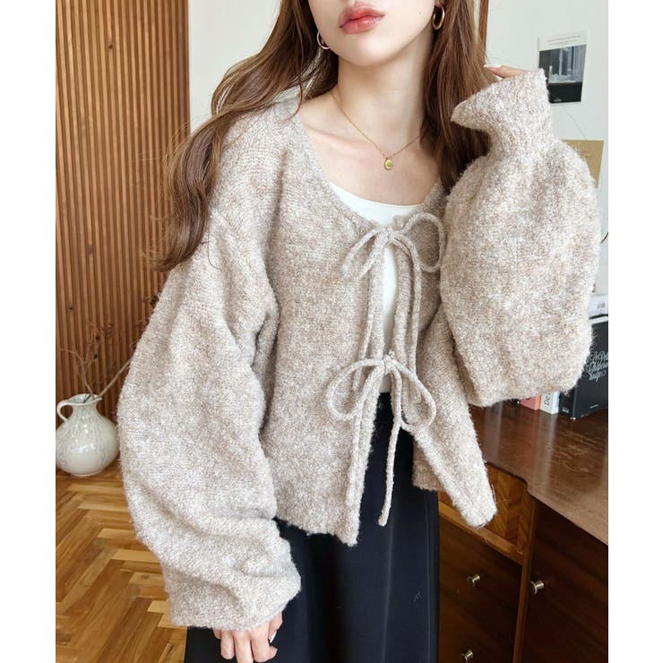 前後2WAYブークレニットリボンカーディガン | moment+ | 詳細画像48 